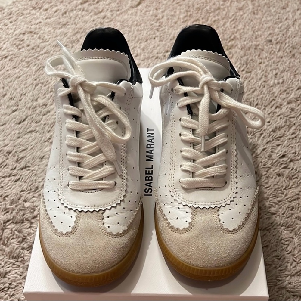 Isabel Marant White and Black Sneakers with Tan Sole